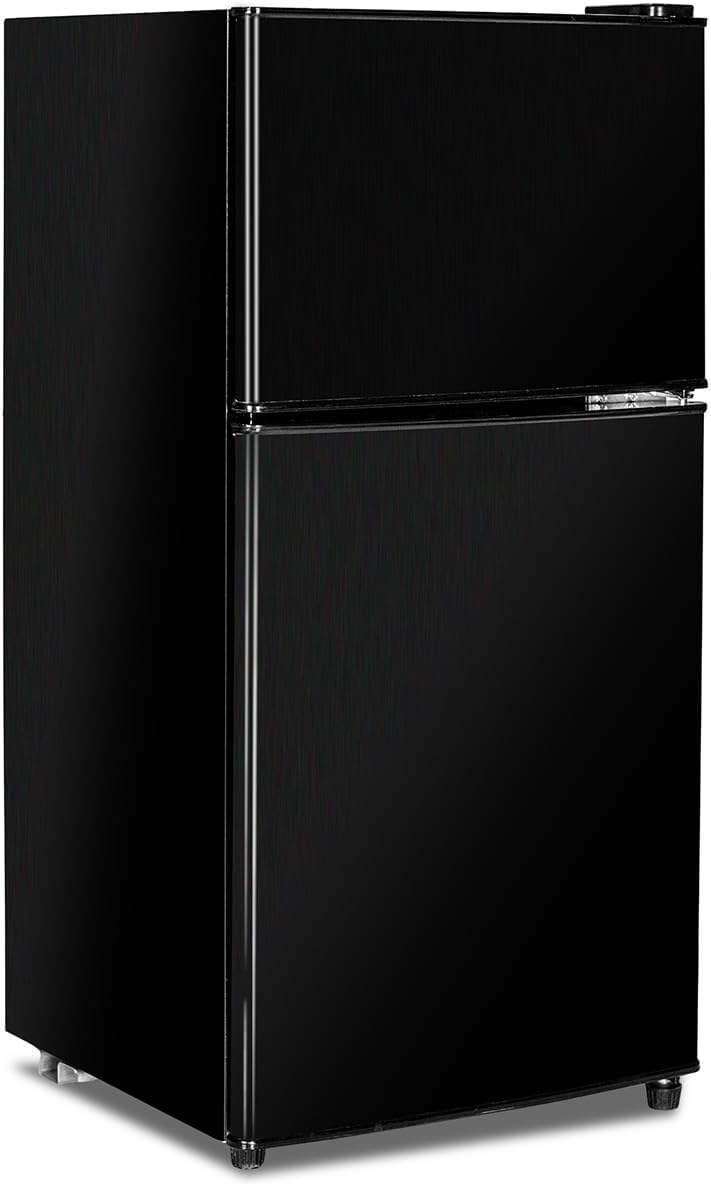 アパート、寮、オフィス、家族、地下室、ガレージ用の冷凍庫付きブラックコンパクト冷蔵庫 - 3.2立方フィート
