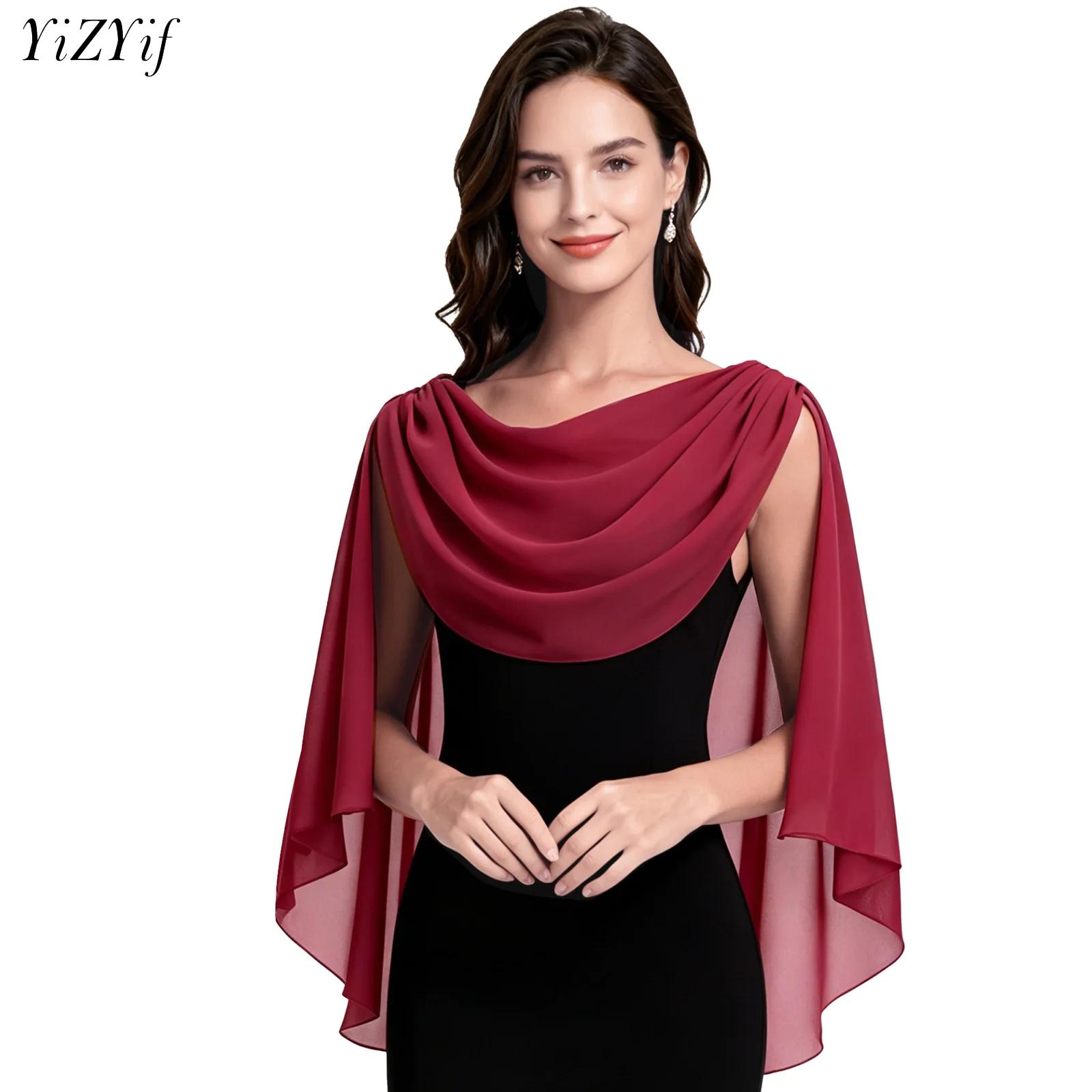 レディース エレガント シフォン ショール ショルダー すくめ カウル ネック ノースリーブ Flowy ラップ ケープ 結婚式のイブニング カクテルドレス カバーアップ用