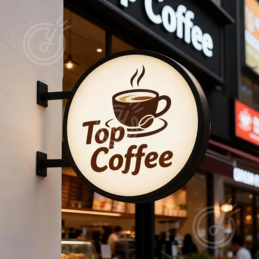 カスタム両面コーヒーサインライトボックス広告LEDライトアップ屋外ビジネス看板ディスプレイアールデコ壁防水ロゴ