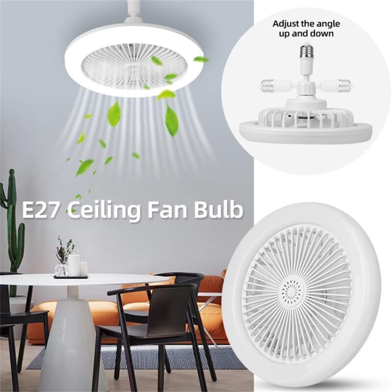 30W シーリングファンランプ 調光可能 3000K-6000K LED ソケットファンライト リモコン付き サイレントミニファンランプ 家庭用キッチン寝室用