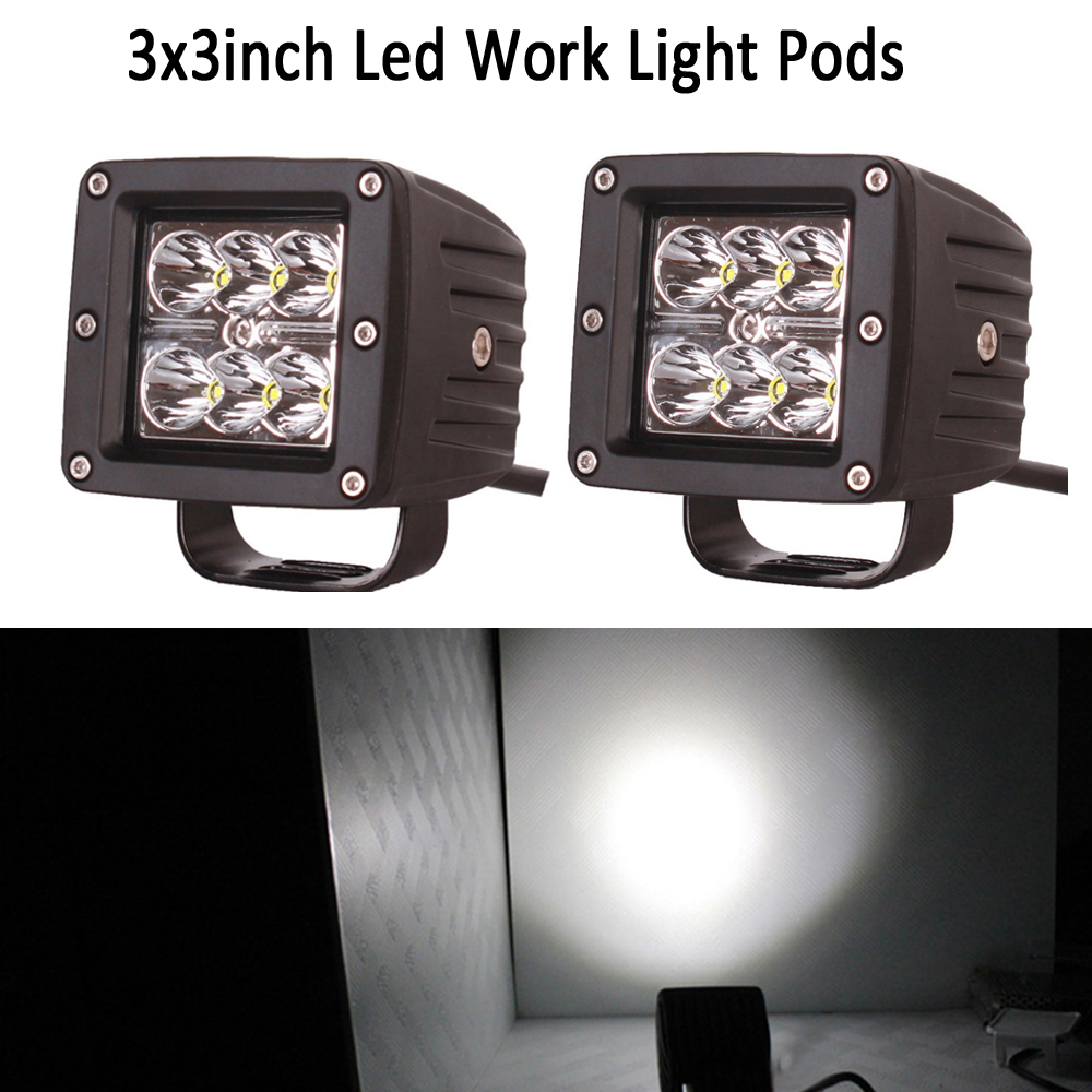 2 個 3 インチ 24 ワットスポット LED ポッド LED ワークライトオフロードドライビングライトスクエア LED ライトバー防水フォグランプトラック ATV