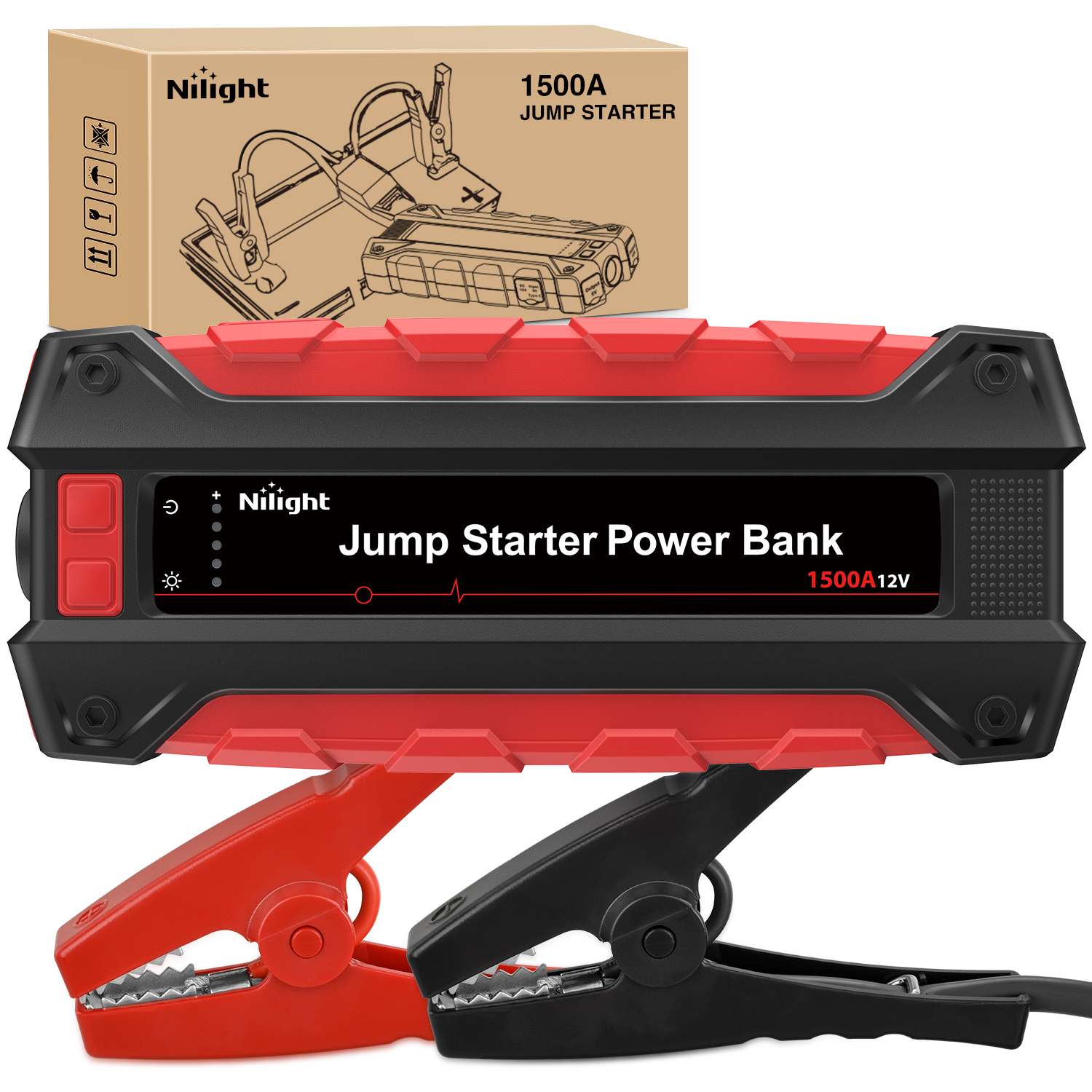 Nilight 1500A カーバッテリー ジャンプスターター 最大 7.0L ガソリン用