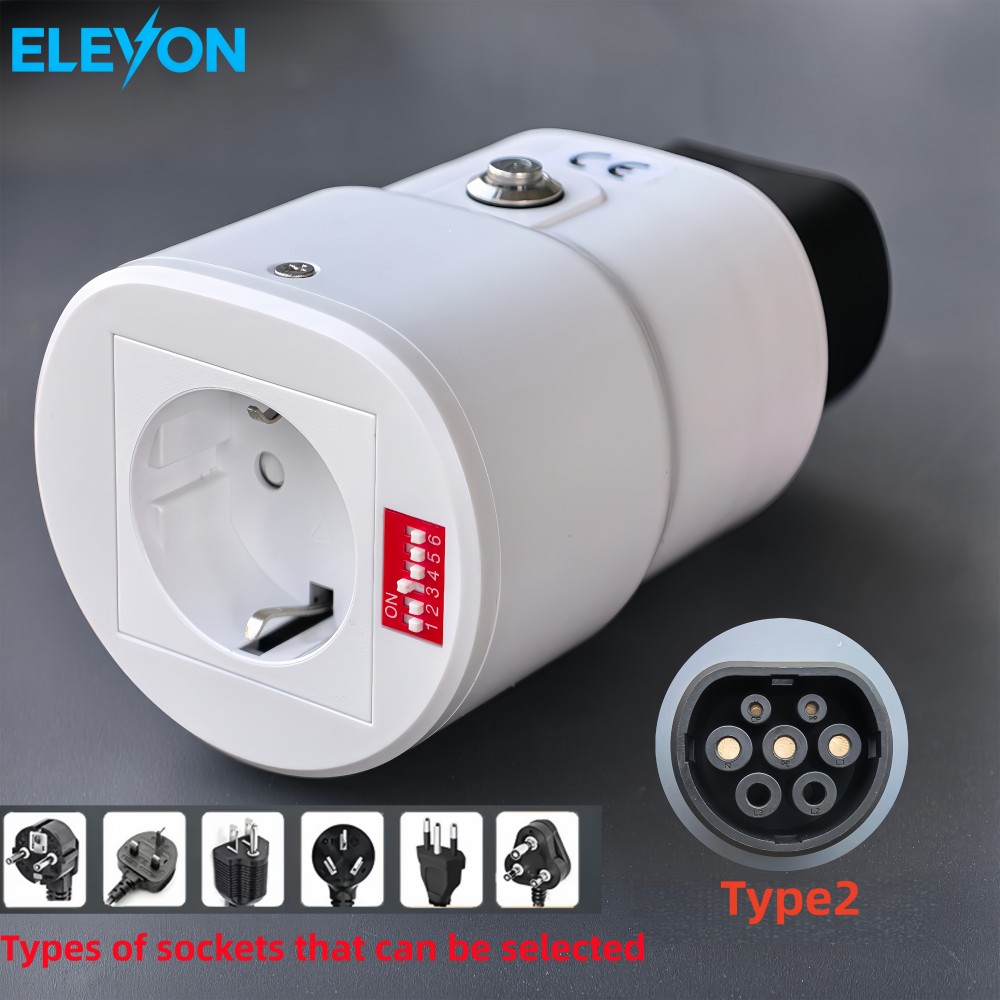 ELEVON Type2 ポータブル V2L アダプター パワー調整スイッチ付き Type2 EV 車車両用 放電器を充電 キャンプ アウトドア用