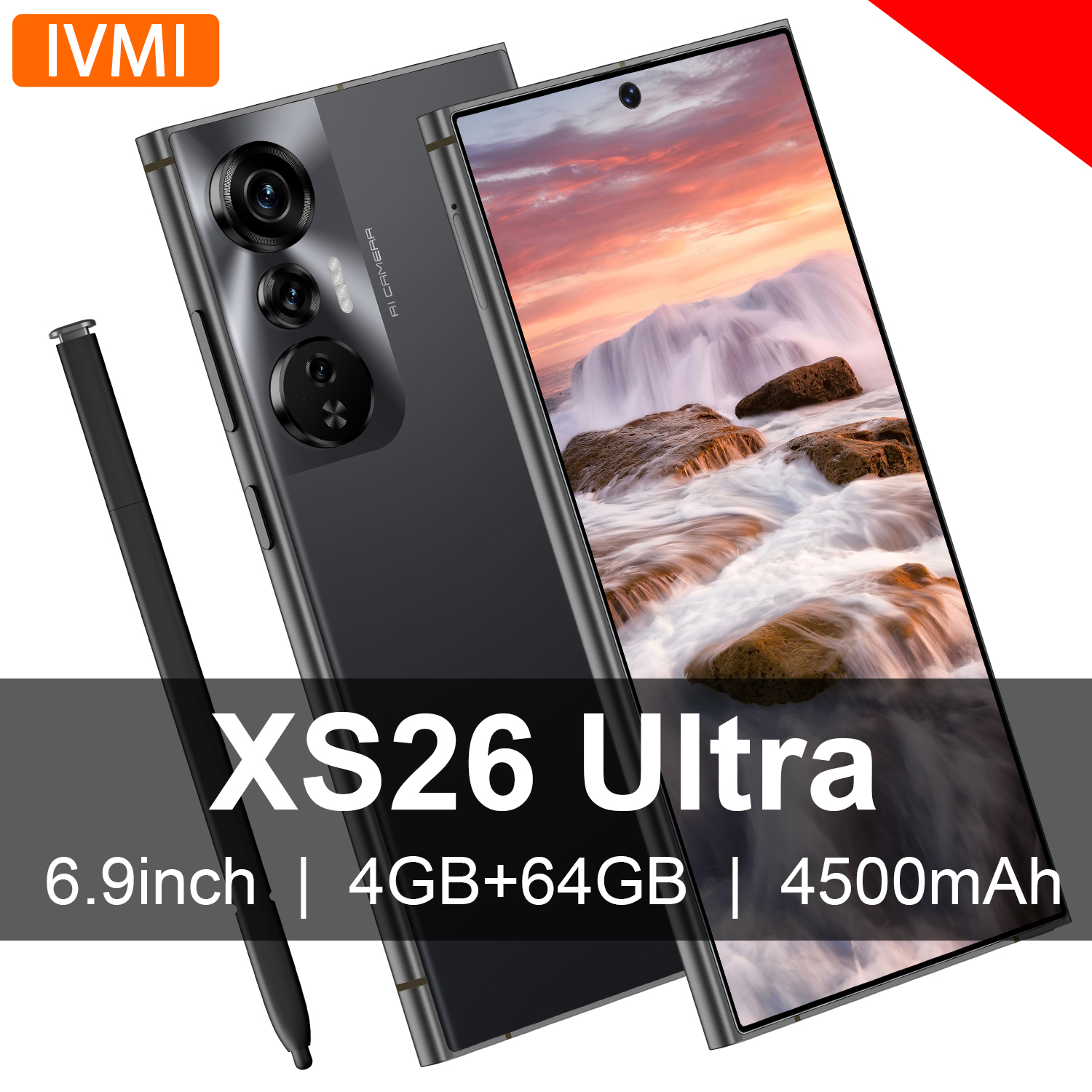 IVMI グローバル ビジョン XS26 ウルトラ スマートフォン 4G ネットワーク Android 64GB ROM デュアル SIM Google Play ストア 6.9 インチ 4500mAh 携帯電話