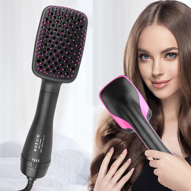 ヘアドライヤー 熱風ブラシ スタイラーとボリューマイザー ストレートヘアアイロン カーラー コームローラー ワンステップ電気イオンブロードライヤーブラシ