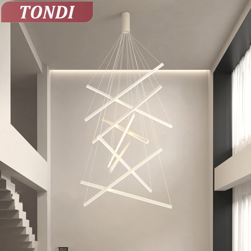 現代階段 LED 天井シャンデリアリビングルームベッドルームデュプレックス建物ホテル家の装飾ロング屋内照明器具