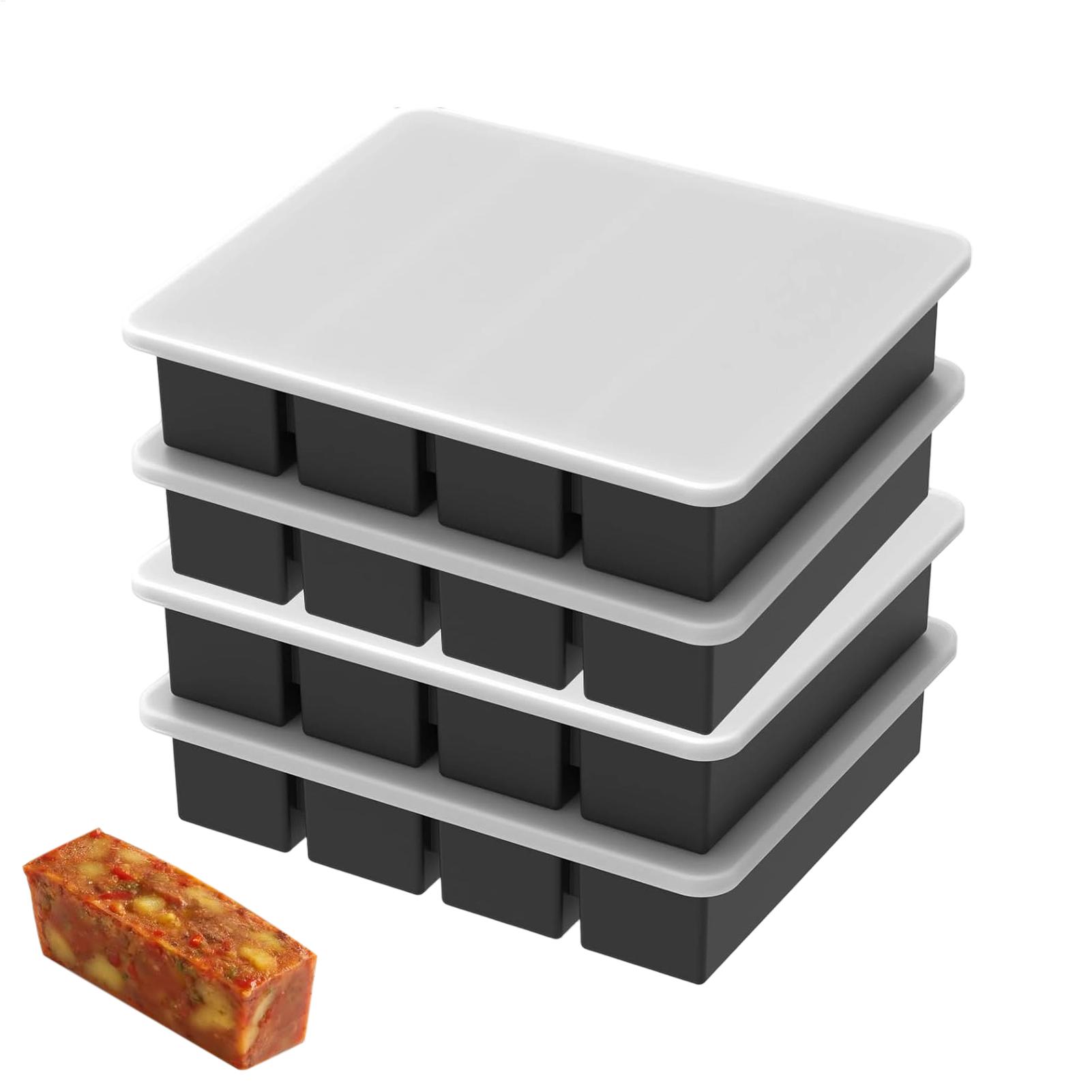 漏れ防止シリコン冷凍庫トレイ 4 個スープスープストックアイスキューブ金型食品保存容器キッチン食器洗い機対応