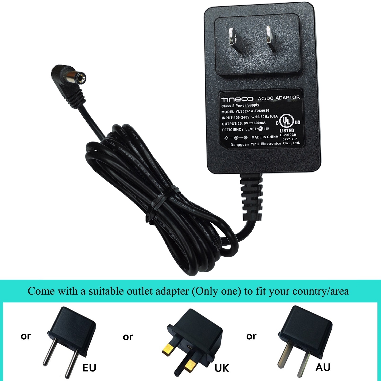 OEM 26V 0.8A AC アダプター YLS0241A-T260080 Tineco A10 ダッシュ A11 ヒーロー EX タンゴマスター IFloor 3 Floor One S3 S5 Vac 21.6V 充電器用