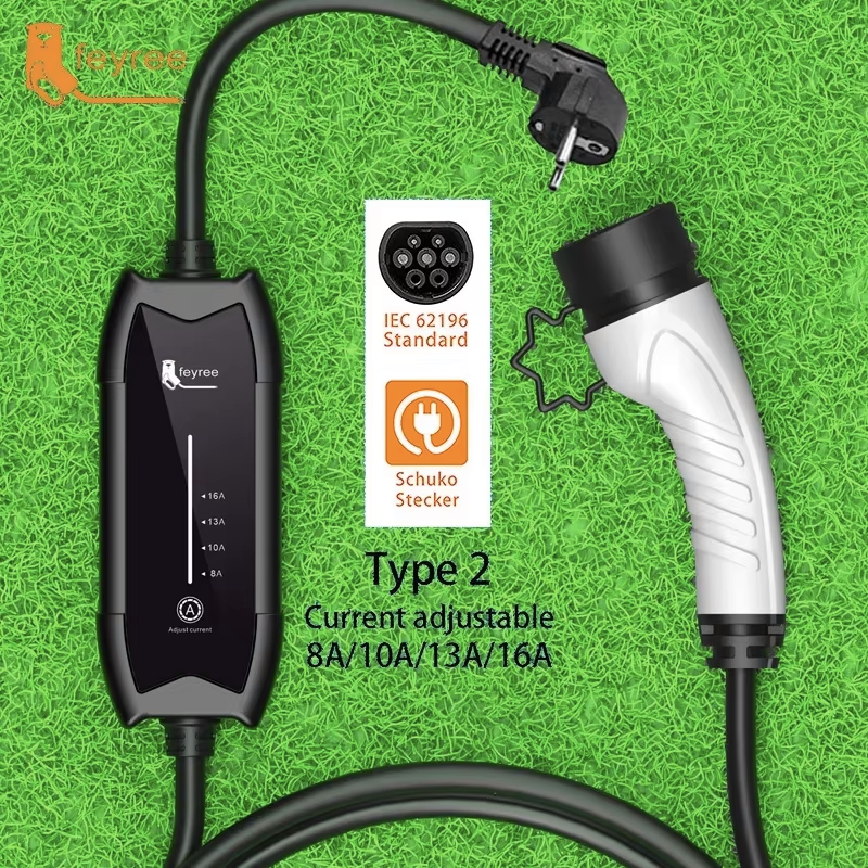 Feyree EV ポータブル充電器 Type2 / GB/T プラグコネクタ 16A 1 相 3.5KW Type1 5 メートルウォールボックス充電ステーション電気自動車用