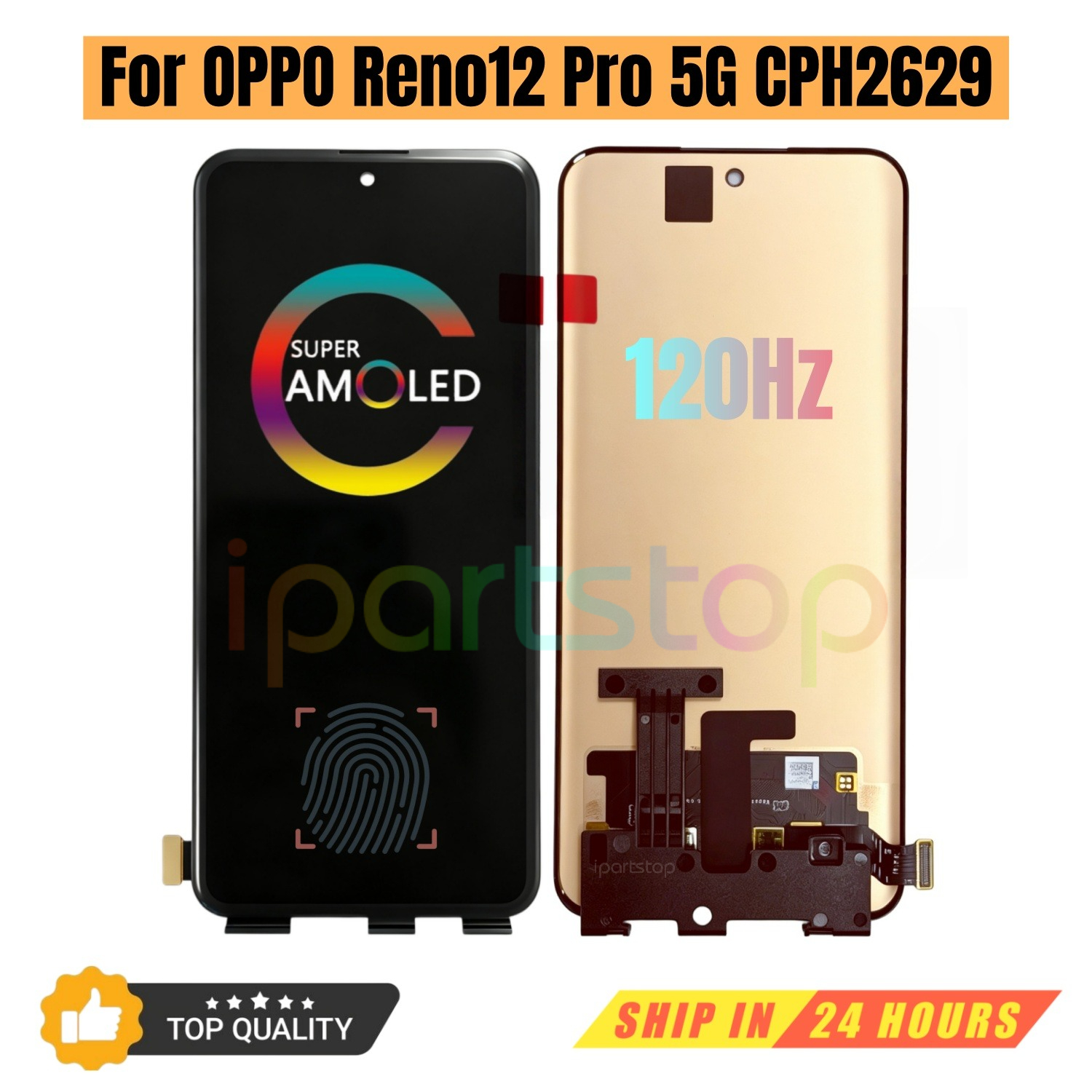 iParts 交換用新しいディスプレイ Oppo Reno 12 Pro 5G CPH2629 120Hz AMOLED タッチ スクリーン デジタイザ フレーム アセンブリ OEM 付き