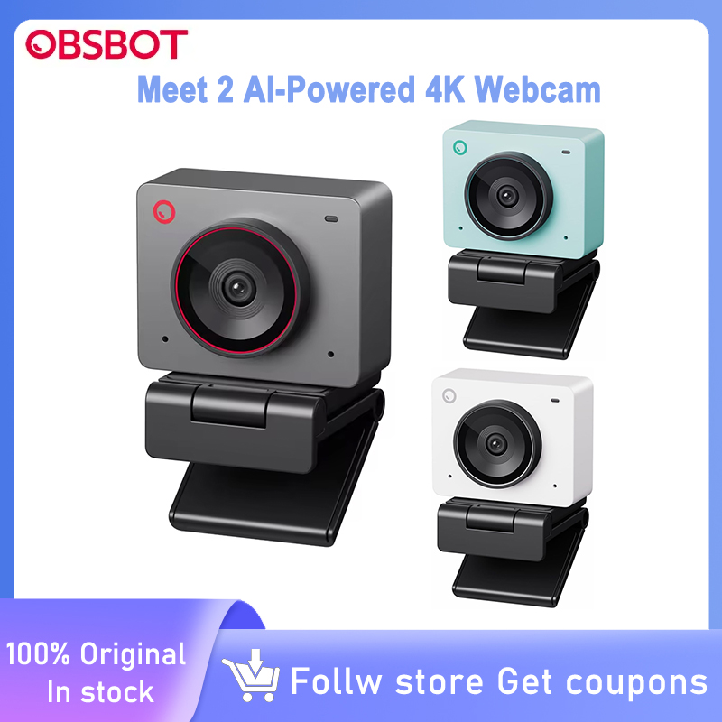 OBSBOT Meet 2 4K AI トラッキング ウェブカメラ、マイク、1/2 インチセンサー、AI フレーミング付き