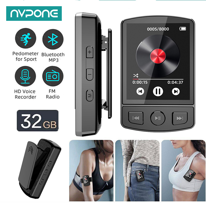 MP3 プレーヤー ポータブル スポーツ クリップ ウォークマン HiFi サウンド Bluetooth 互換 5.0 学生ウォークマン 1.8 インチ画面 FM ラジオ付き電子書籍