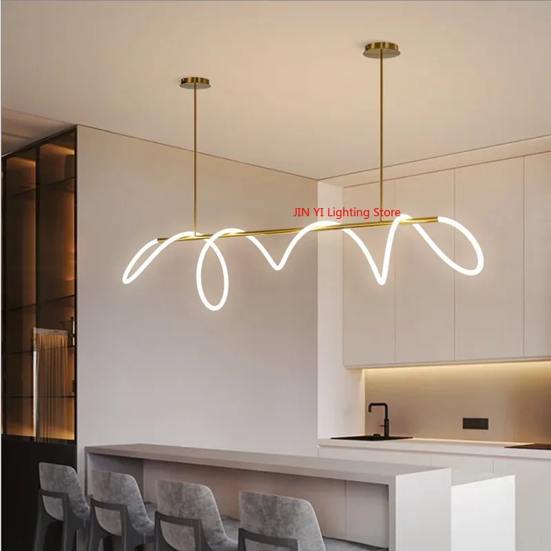 北欧 Led ロングホースシャンデリアテーブルダイニングルームキッチンバーミニマリストペンダントランプ家の装飾照明光沢照明器具