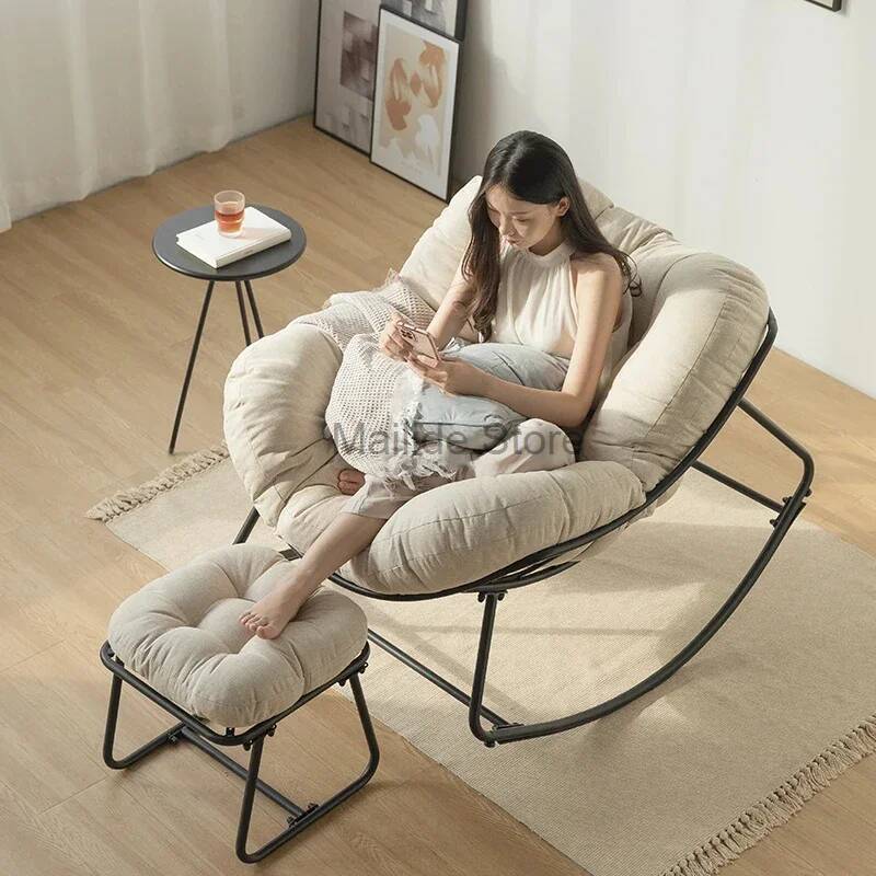 リビング錬鉄製ルームチェアレジャー北欧家庭用家具怠惰なソファロッキングチェアシングルバルコニー快適なリクライニングチェア