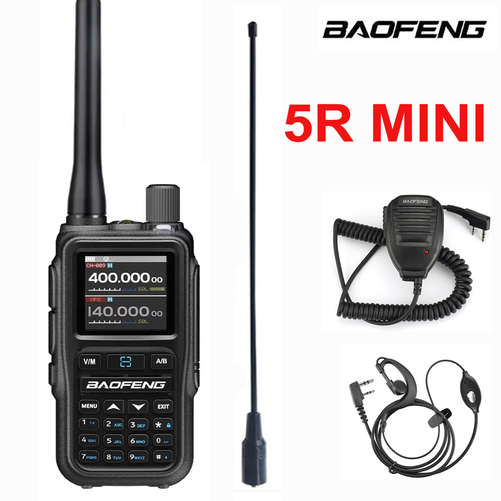 新しいブラック Baofeng UV-5R ミニデュアルバンドデュアル PTT トランシーバー 5RMINI エアバンド RX 5 ワットコンパクト VOX FM アマチュア無線 Type-C 充電器