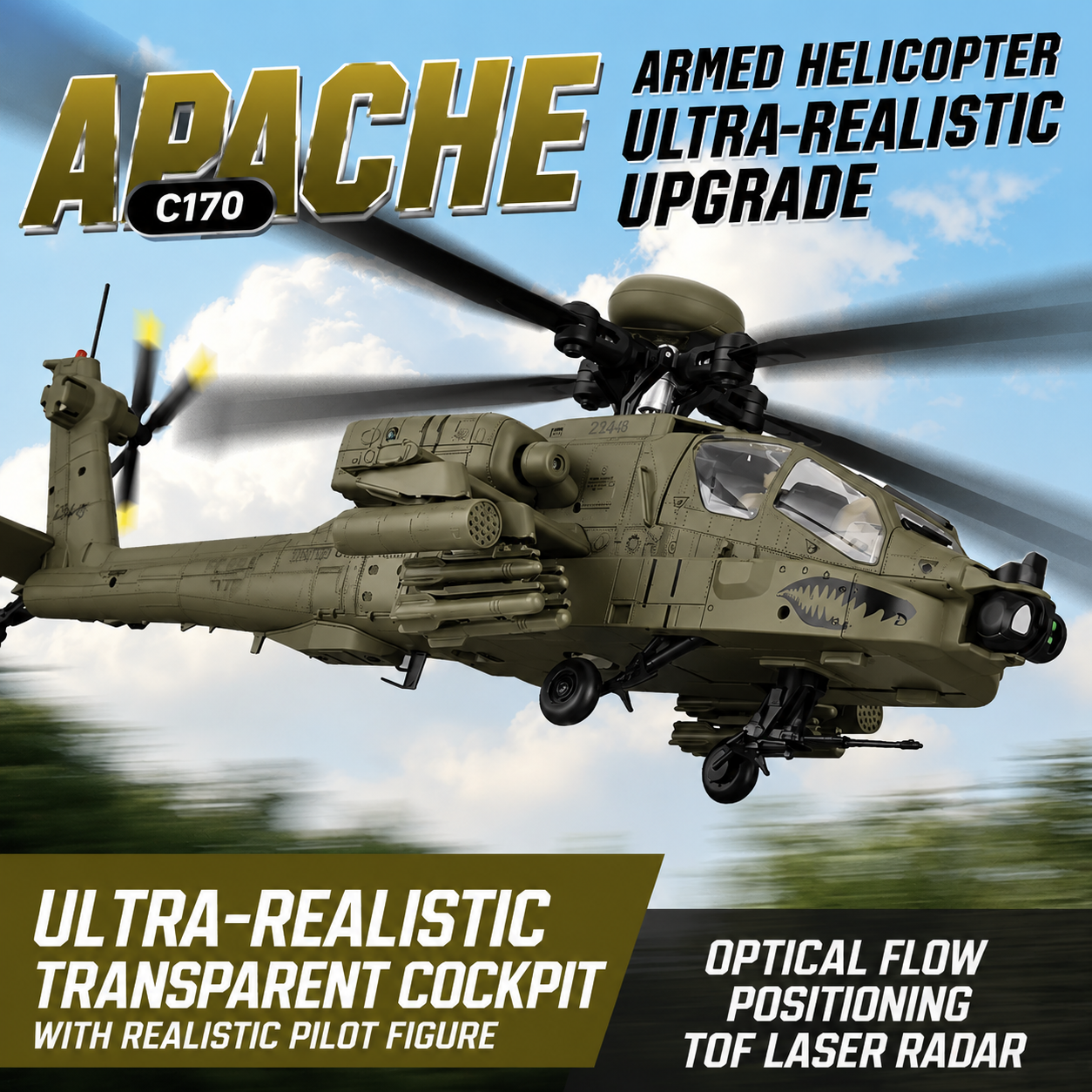 RC ERA C170 1:48 ブラシレス RC ヘリコプター リアルなコックピット パイロット フィギュア オプティカル フロー ホバー TOF 位置決め 1 キー離陸 RTF