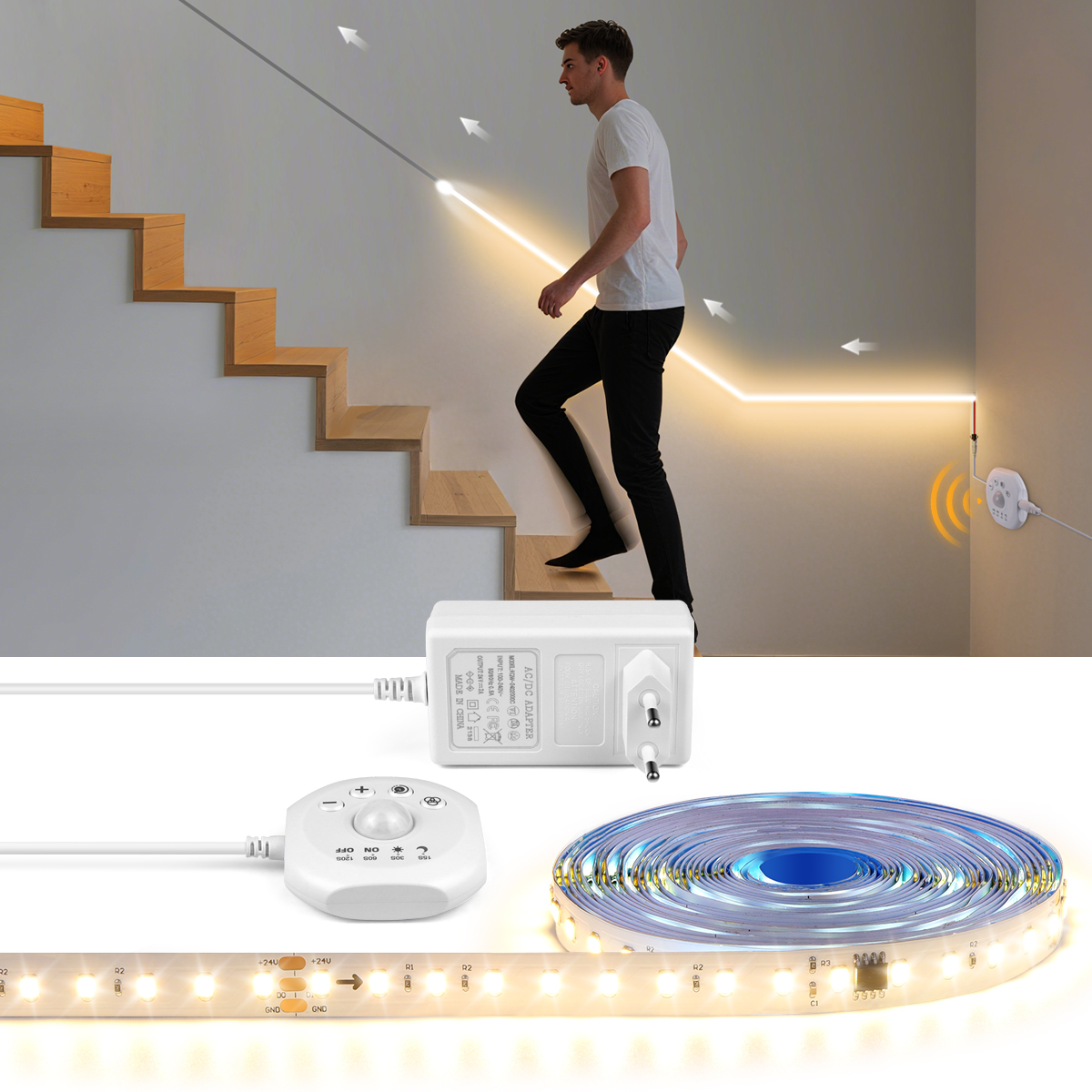 PIR モーションセンサー LED 階段ナイトライト WS2811 ピクセルアドレス指定可能な追跡ストリップ部屋階段廊下玄関ランプ装飾
