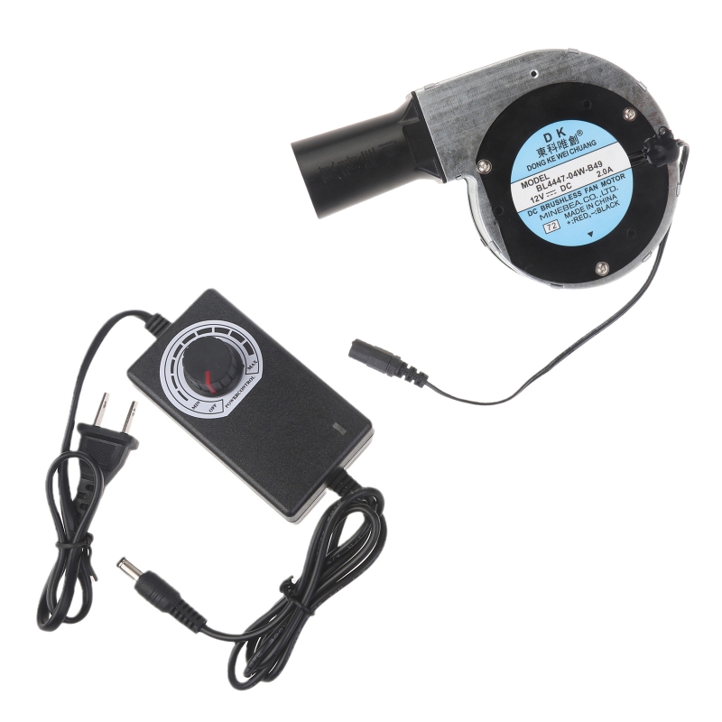 DC 12V バーベキューファン 2.0A 11028 小型ポータブルターボブロワー大容量空気収集ポート付き電源スピードコントローラー
