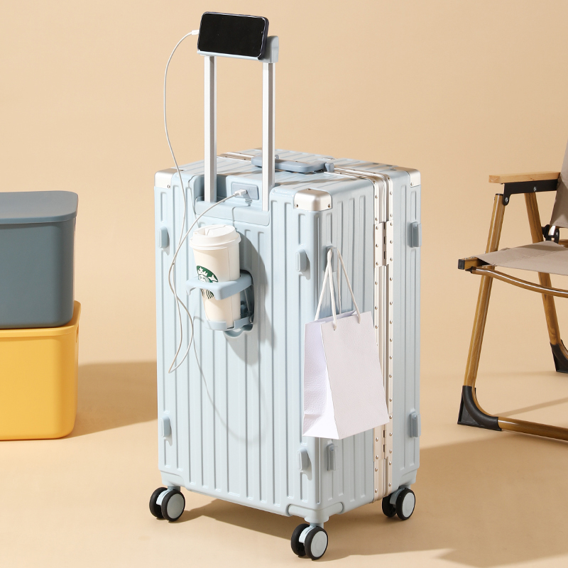 大容量スーツケース 28 "32" 肥厚荷物 USB 電話スタンドアルミフレームパスワードトロリーケース旅行車輪付きスーツケース