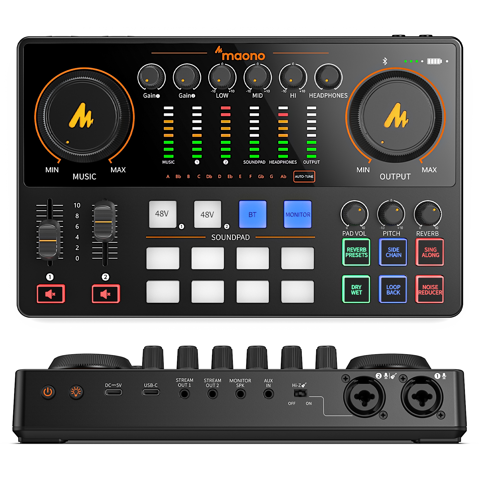 MaonoCaster E2 Gen2 オーディオインターフェイスミキサー AME2 Gen2 デュアル XLR 入力ポッドキャストライブストリーミングゲームオーディオインターフェイスサウンドカード用