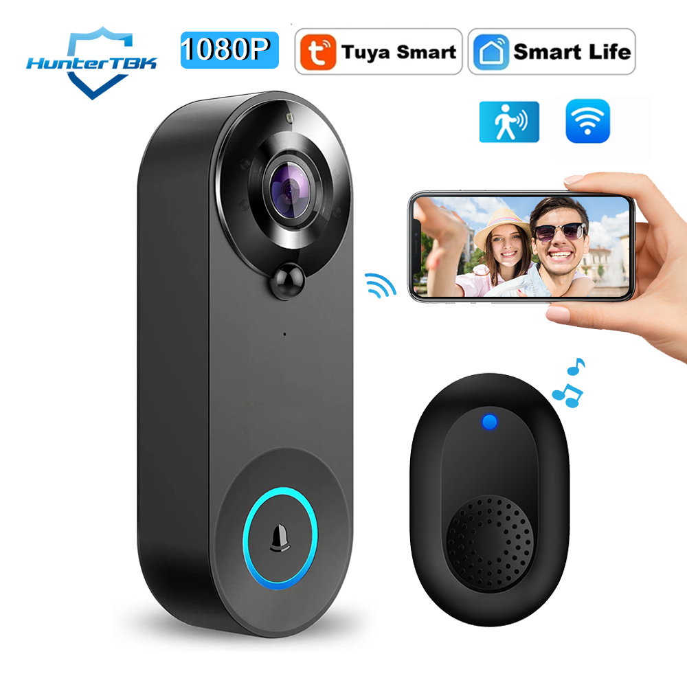 1080P ワイヤレスビデオドアベルカメラ WiFi スマートドアベル Tuya スマートホームセキュリティモーション検出ナイトビジョンインターホンドアベル