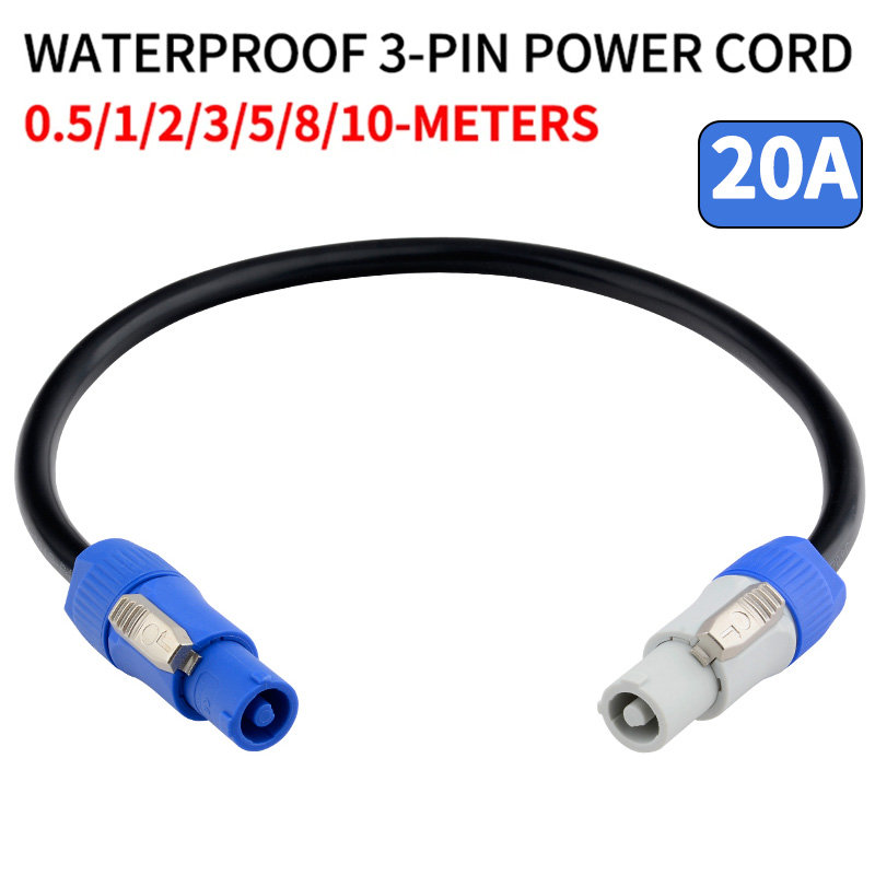Weatherproof 3-Pin Power Cable (3×1.5mm²) for Stage Audio, Lighting Gear, Beam Projectors & LED Displays