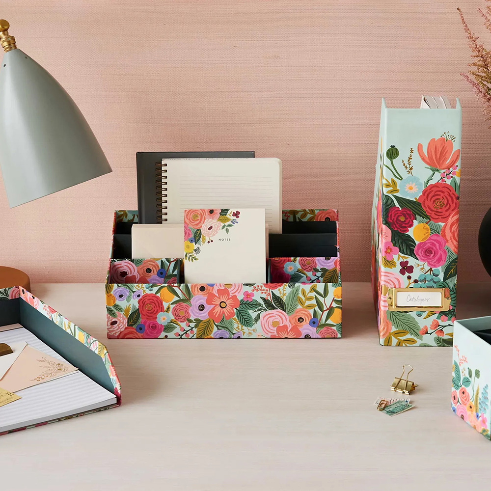 Custom Logo Printing Paper Cardboard Office Stationery Supplies Desk Accessories Organizer Set