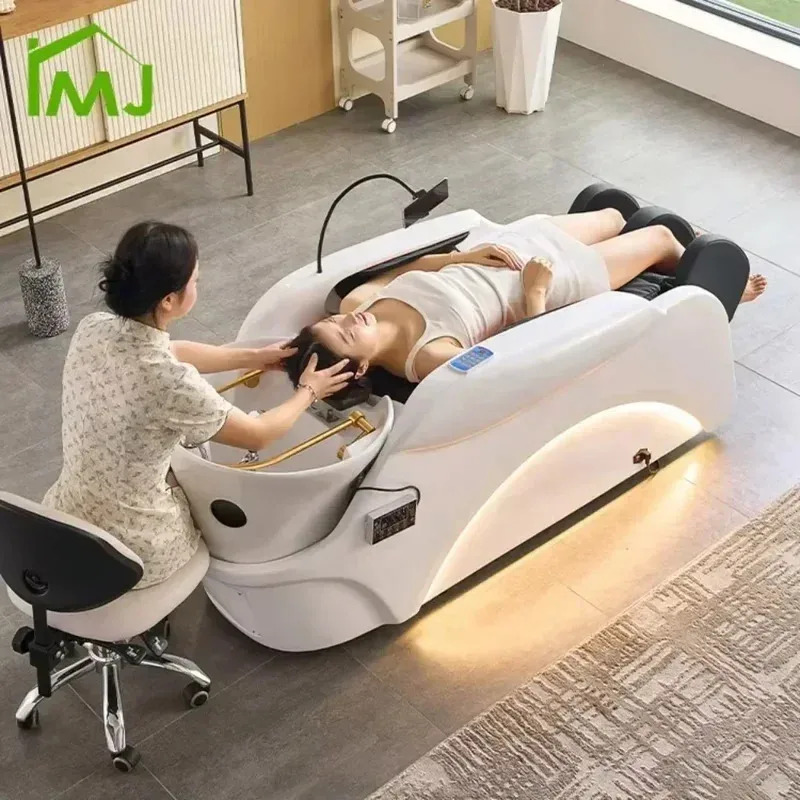 2025 カスタム工場洗髪ヘッド、スパサロンチェア、家具用電気マッサージシャンプーベッド