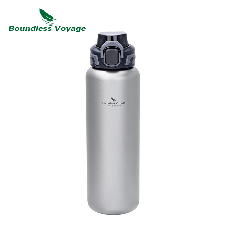 Boundless Voyage チタン製ウォーターボトル 蓋付き 軽量漏れ防止フラスコ水筒 キャンプ、ハイキング、ジム、旅行用 Ti3019D