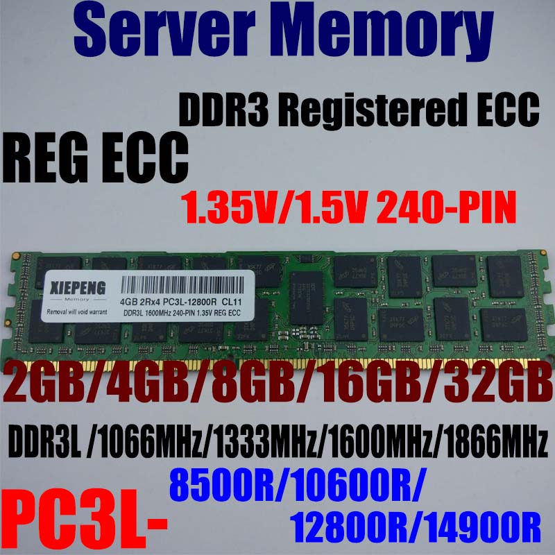 サーバーメモリ DDR3 16GB 1866MHz PC3-14900R 32GB DDR3L 1600 12800R 8G 1333MHz 10600R 8500R 1066MHz Registered ECC RAM