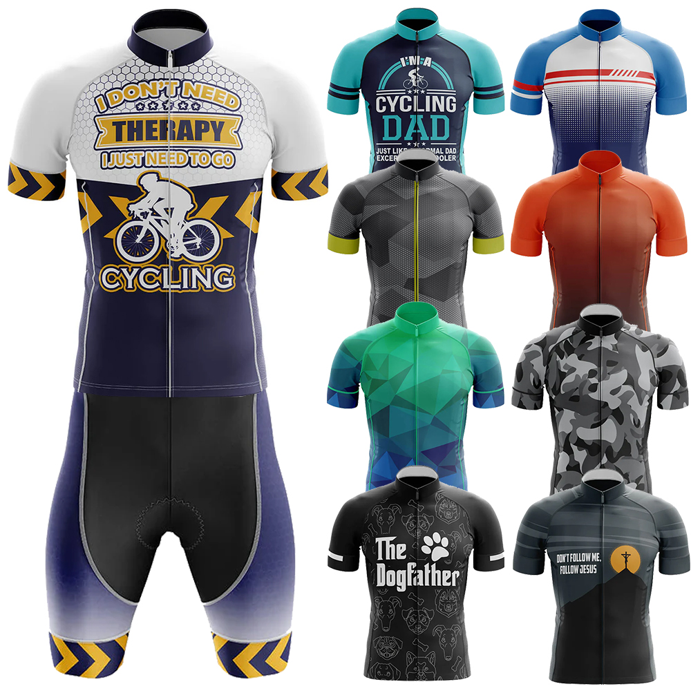 ブルーグリーンポリゴンサイクリング服 Mtb 男性衣類機器プロフェッショナルシャツショーツ男性ジャンパー夏のバイクジャージよだれかけ男性