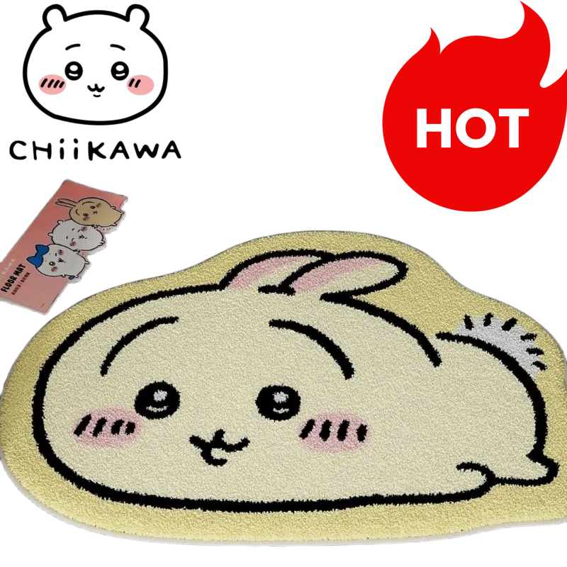 Chiikawa 漫画ラグ アニメ ハチワレウサギ ぬいぐるみ フロアマット バスルーム ノンスリップ カーペット 車 クッション ソフト リビング ルーム 装飾...