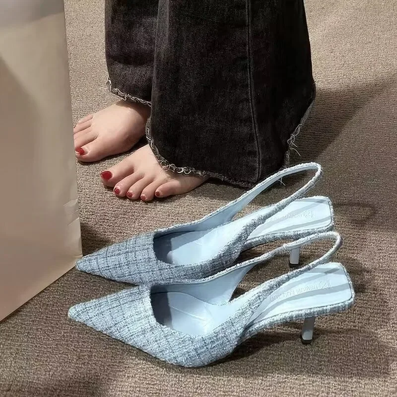 ファッションブランドがデザインした女性用ニットプラットフォームヒール、つま先のパーティーシューズ、快適な大きいサイズの夏用スティレットサンダル