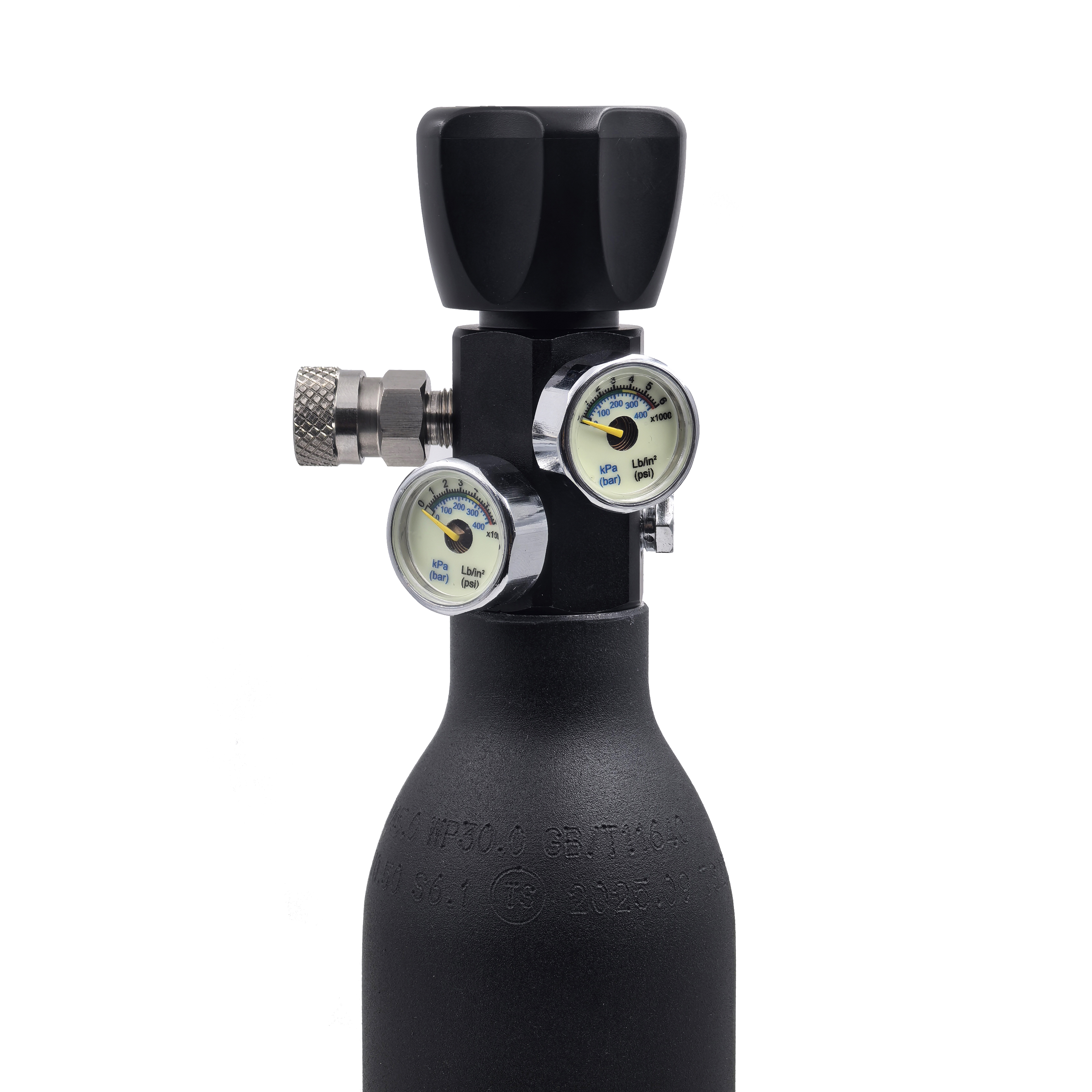HP 圧縮空気 CO2 シリンダーボトル DIN バルブ充填ステーションアダプター 4500psi/300bar デュアルゲージ、充電、詰め替え、M18 * 1.5、5/8