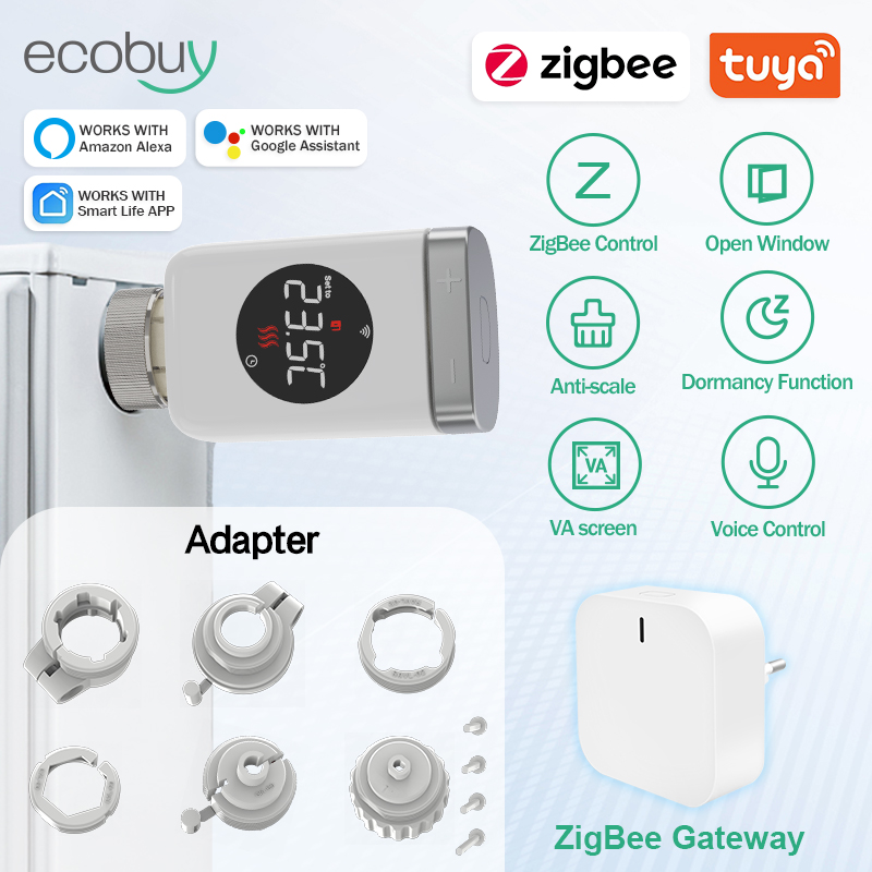 Tuya ZigBee スマート ホーム サーモスタット ラジエーター バルブ アクチュエーター スマート TRV サーモスタット バルブ温度コントローラー Alexa Google ホーム