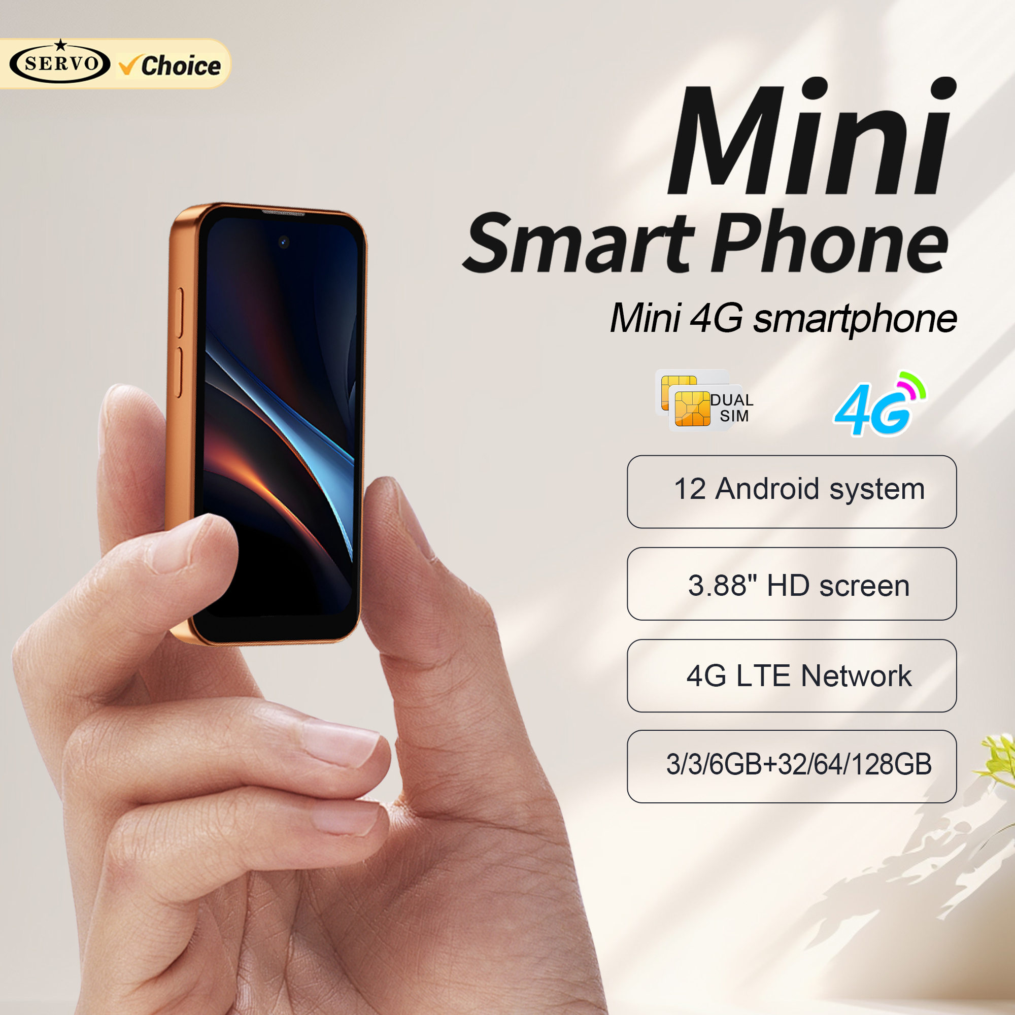 SERVO 19 Air 4G LTE ミニスマートフォン Android 12.0 OS Play ストア 6GB 128GB フェイスアンロック OTG 2 SIM 3.88" スクリーンポケットスマートフォン