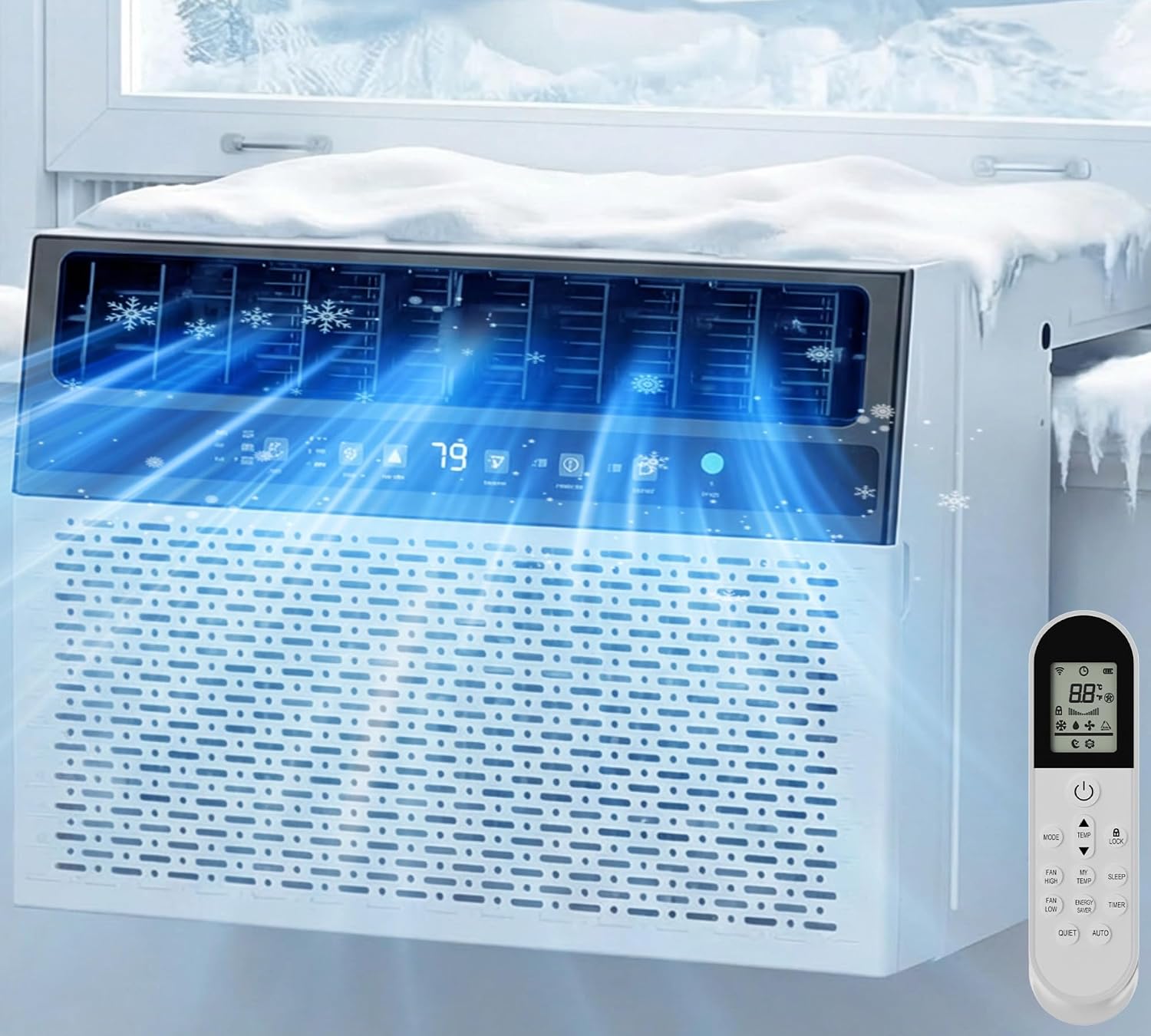 ウィンドウエアコン、12000 BTU U字型ウィンドウAC、3スピード、6モード、静か、省エネ、24時間タイマー、リモート、クール、カスタマイズ