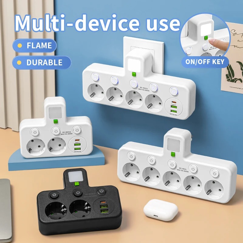 EU プラグ AC ソケット電源ボード多層壁ソケットユニバーサルネットワークフィルター USB 独立スイッチライト Adap の有無にかかわらず