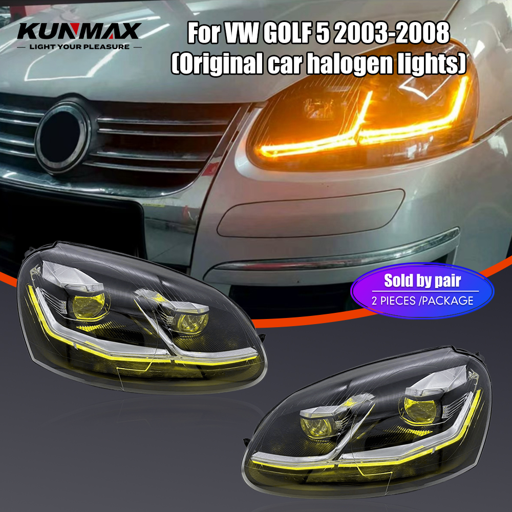 ペアの LED 車ヘッドライトアセンブリ VW ゴルフ 5 2003-2008 フロントヘッドランプ DRL ウインカーヘッドライトプラグアンドプレイヘッドランプ
