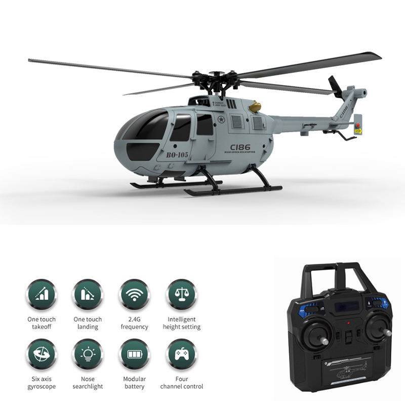 C186 RC ヘリコプター 2.4 グラム 4CH BO105 飛行機 4 プロペラ 6 軸電子ジャイロスコープ安定化リモコン飛行機おもちゃ