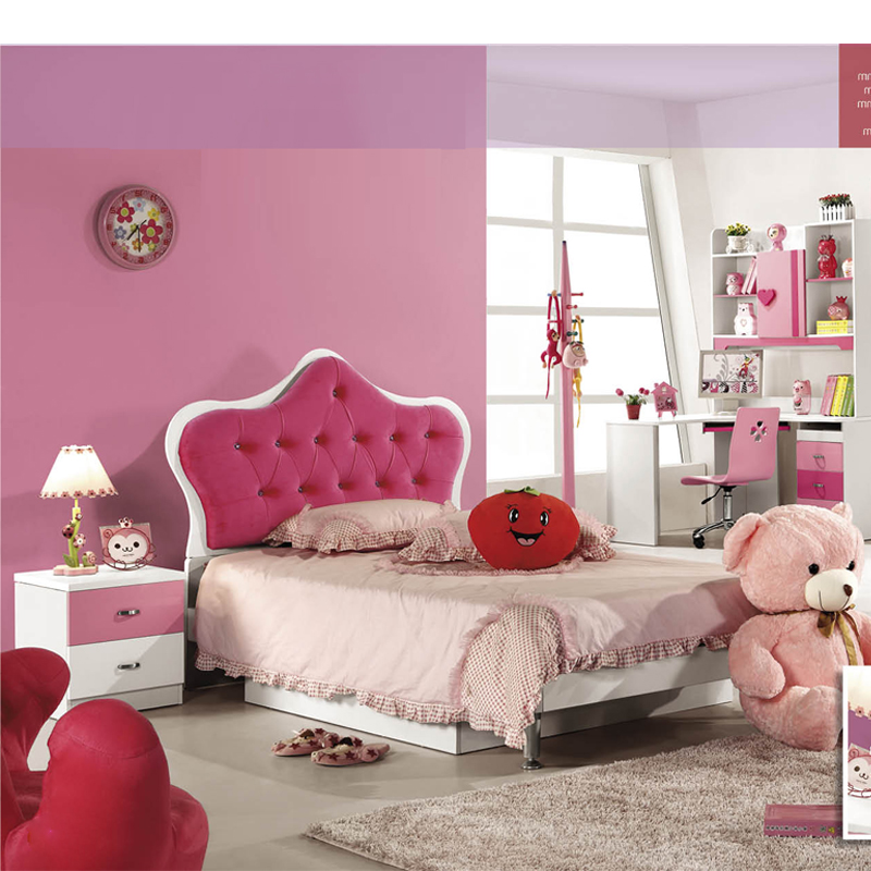 &Princess Mdf Pink Colour Children Furniture Bedroom Set Babies and Kids Sets Wholesale Cheap Modern Sets