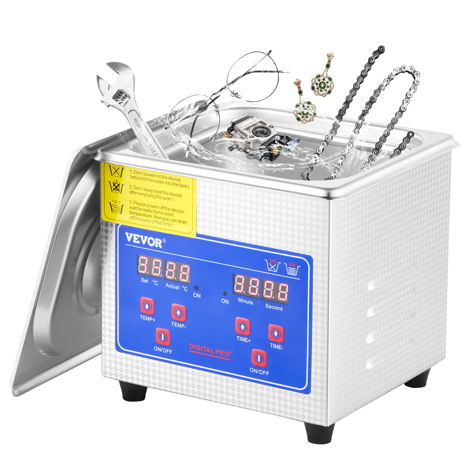 SucceBuy 1.3L 超音波クリーナー Lave-Dishes ポータブル洗濯機 デジタルタイマー付き 超音波 ホームジュエリー クリーン家電