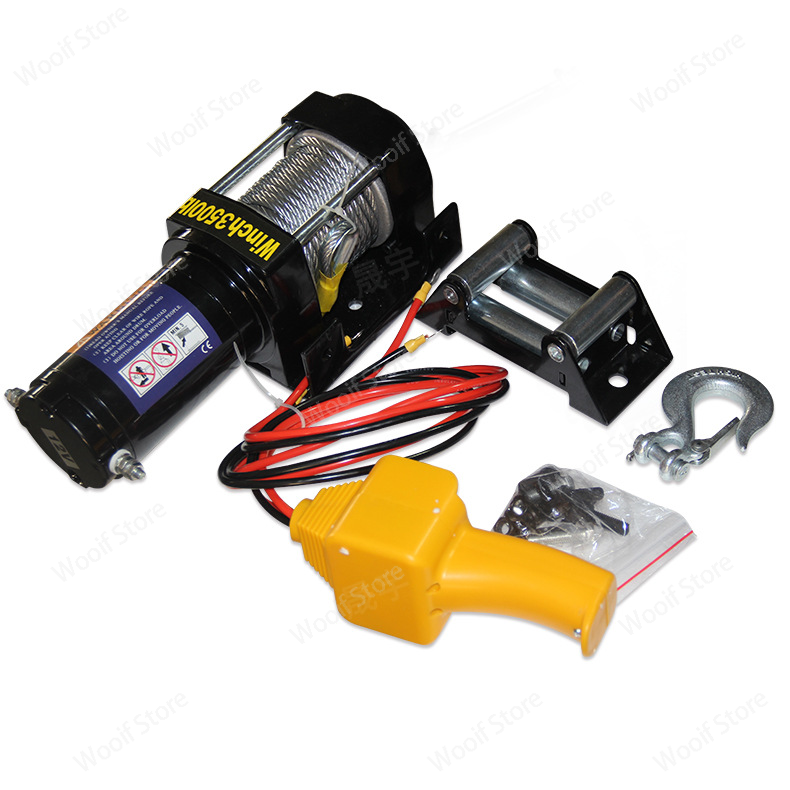 12V 24V 1587kg 1.2KW 4 メートル/分車載電動ウインチ電子カーウインチオフロード車両用ウインチ電磁ブレーキ