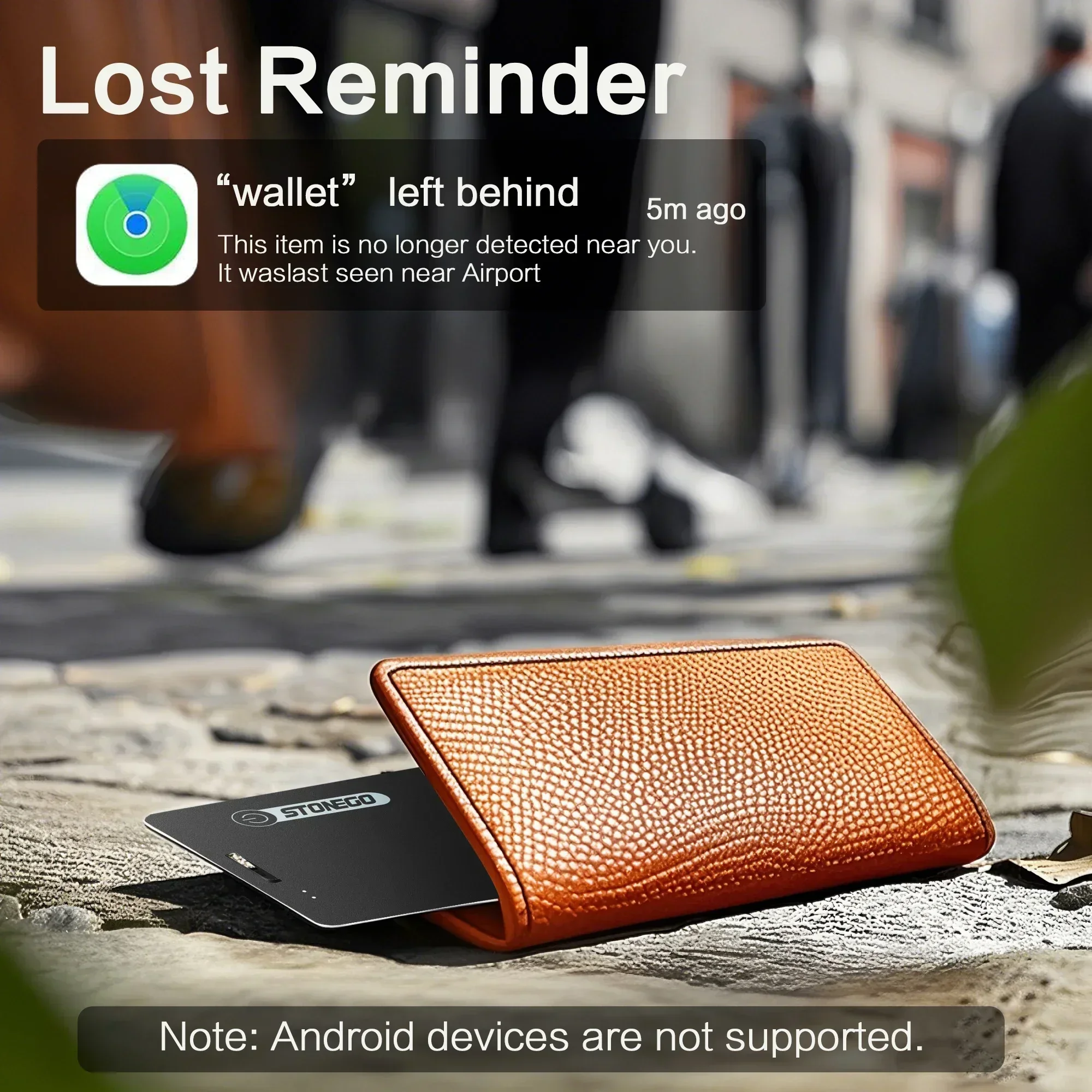 充電式超薄型ウォレットトラッカー Find My App と互換性 Bluetooth スマート GPS ロケーター ウォレットバッグキーパスポートペット IP68 防水ポータブルセキュリティアラーム盗難防止デバイスウルトラスリム D