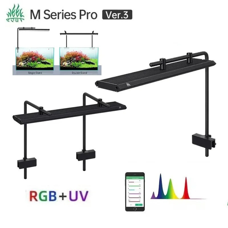 WEEK AQUA M シリーズ RGB UV 淡水植栽成長ライト水草ランプ Bluetooth 水生植物水族館用