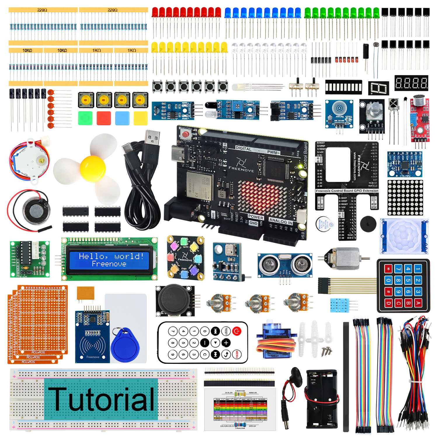 Freenove Arduino UNO R4 V5 WiFi Mini 用完全スターター キット、Arm Cortex-M4、474 ページの詳細なチュートリアル、343 項目、90 プロジェクト