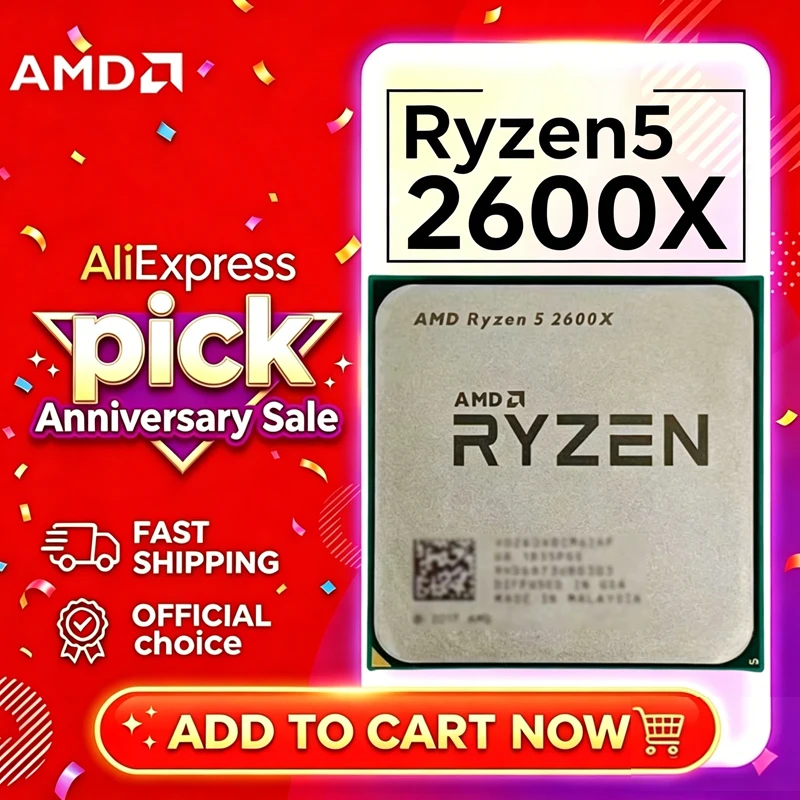 AMD Ryzen 5 2600X R5 2600X Zen 12nm 6C12T 3.6-4.25GHz 16MB L3 ロック解除 CPU DDR4 PCIe3.0 ソケット AM4 ルーストレイチップ