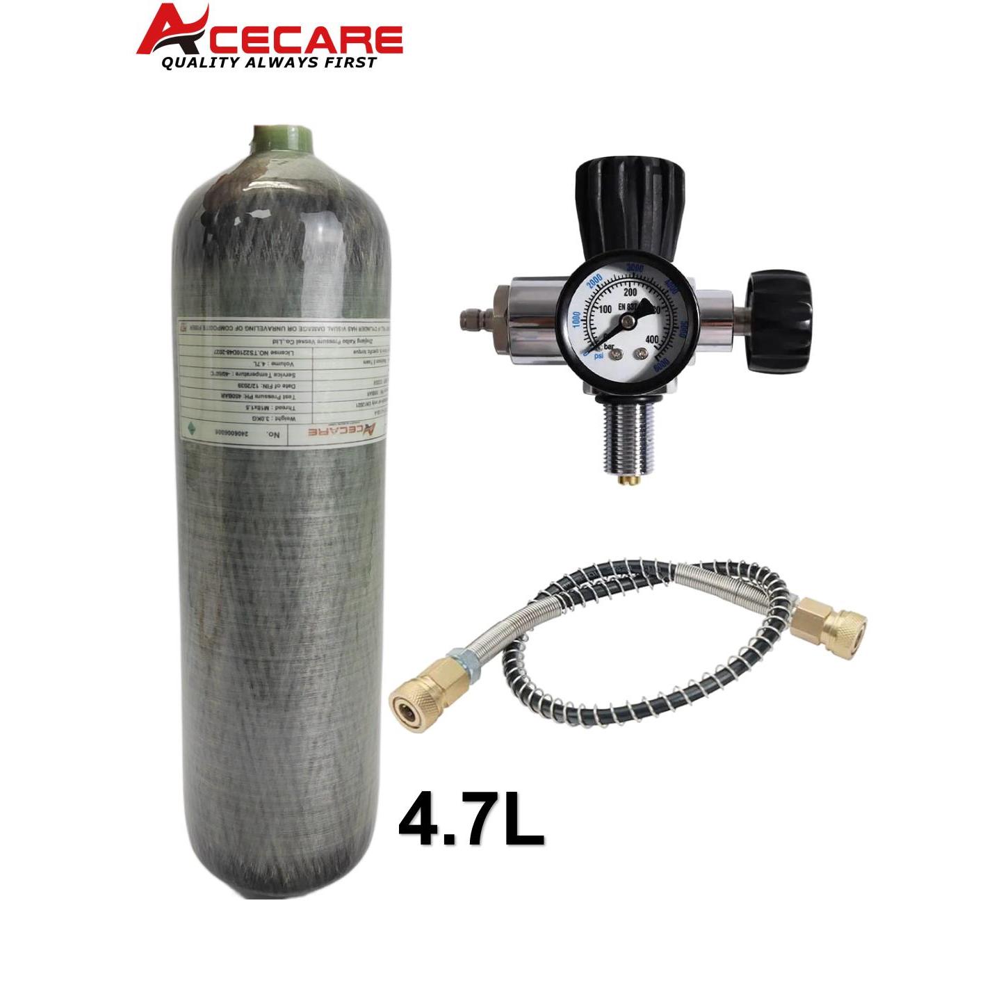ACECARE 4500Psi 300Bar 4.7L カーボンファイバーシリンダー高圧タンク充電レギュレーター充填ステーションスキューバダイビング EN837 M18 * 1.5