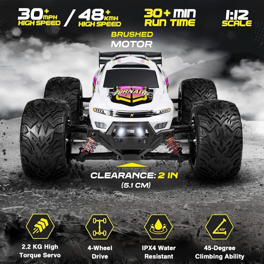 4x4 高速 48kmh リモートコントロールトラック 大人用 1:12 スケール 防水オフロード電気モンスターカー ハンモックスタンド