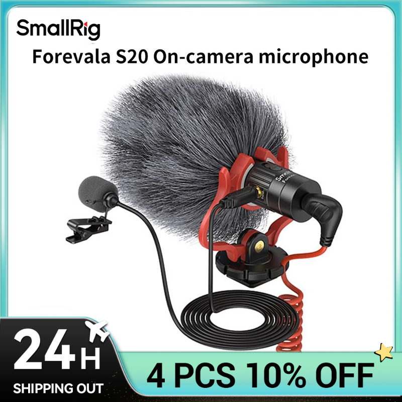 SmallRig S20 オンカメラマイク ショックマウント付き ビデオマイク ステレオマイク iPhone およびスマートフォン用 DSLR カメラ用 3468